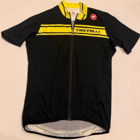 Castelli Cycling Jersey Men's Size M Full Zip 100% Polyester Black/Yellow - Picture 1 of 6